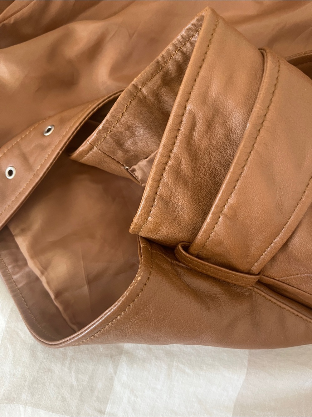 Quince Tan Leather Moto Jacket with Belt - Picture 12 of 12
